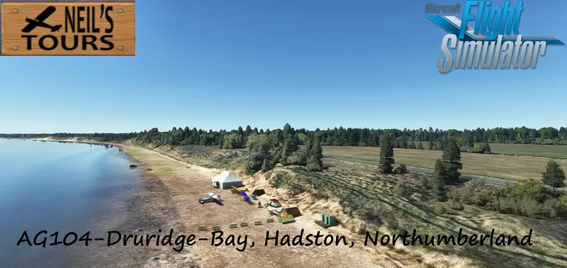 Druridge Bay grass airfield, Northumberland, England, in Microsoft Flight Simulator
