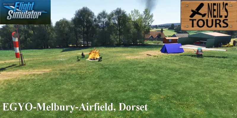 Melbury Airfield grass airfield, Dorset, England, in Microsoft Flight Simulator