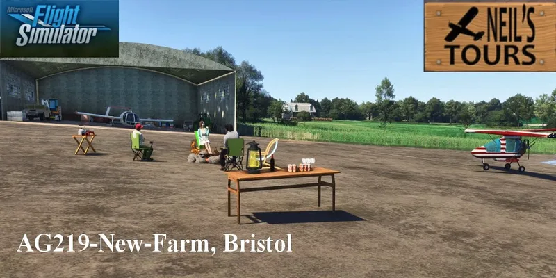 New Farm grass airfield, Bristol, England, in Microsoft Flight Simulator