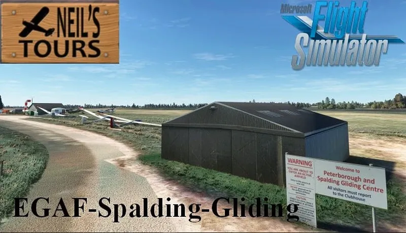 Spalding Gliding grass airfield, England, in Microsoft Flight Simulator