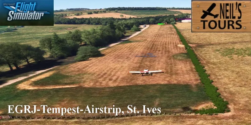 Tempest Airstrip grass airfield, St Ives, England, in Microsoft Flight Simulator